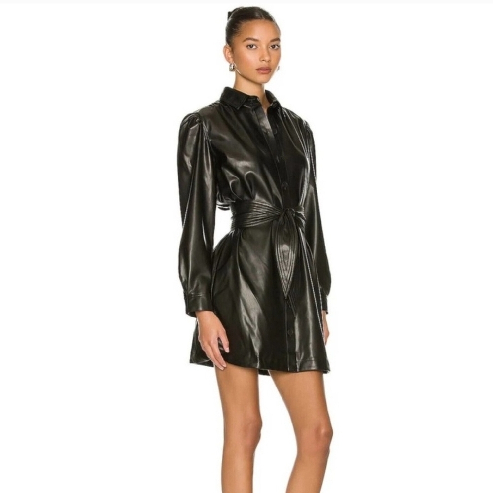 Steve Madden Black Faux Leather Mini Dress